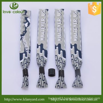 Customize Made Woven Football Events Disposable Wristbands With Plastic Lock